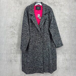Torrid Black White Boucle Statement Coat 4 Pink Lined Longline Button Front New